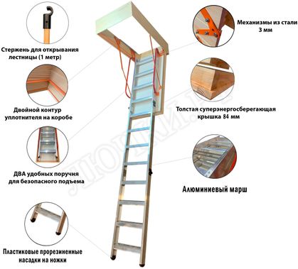Чердачная лестница LRF Termo Extrem Alum 84 мм Чердачная лестница LRF Termo Extrem Alum 84 мм